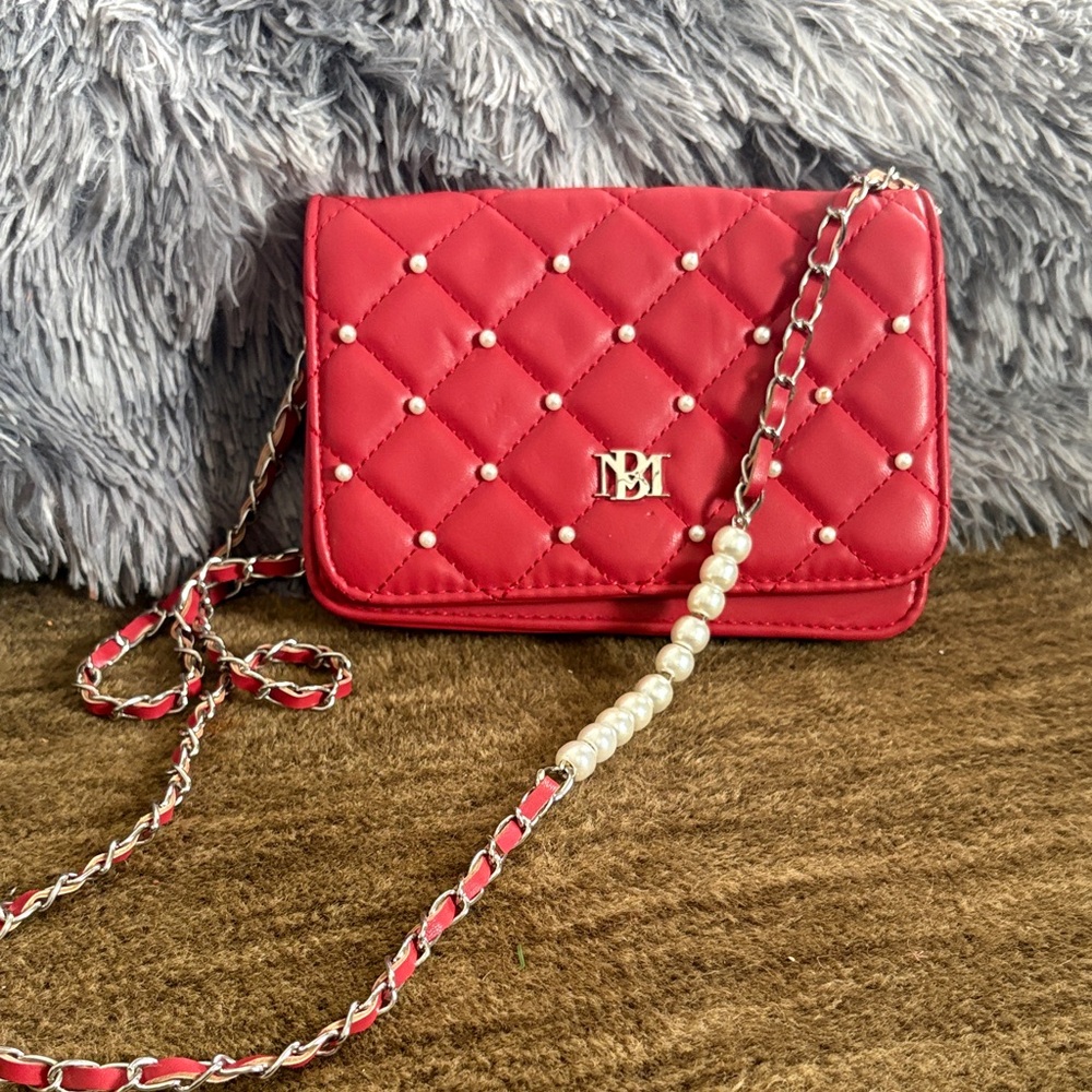 Red Quilted Chain Shoulder Bag